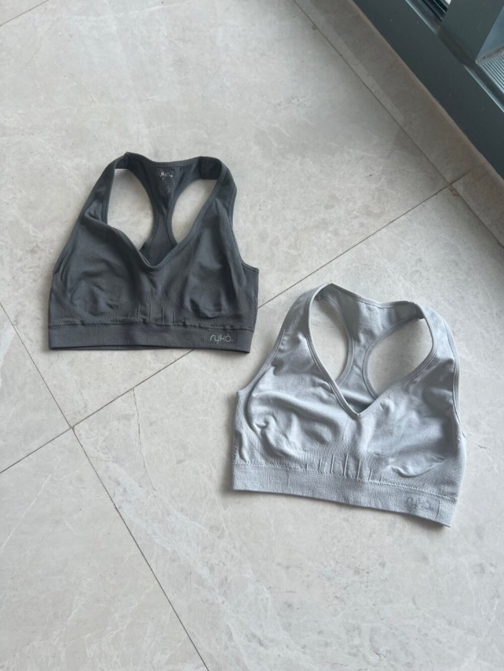 Ryka Sports Bra Set of 2 Racerback Seamless Gray S